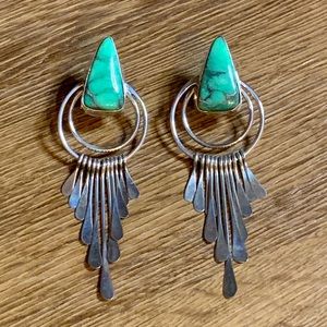Vintage Green and Silver Earrings